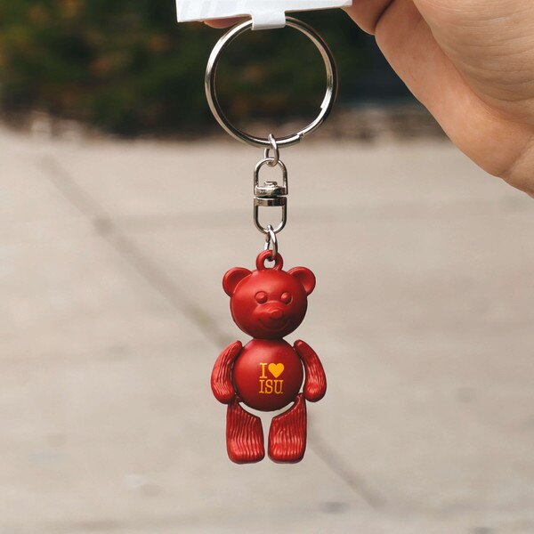 I Heart ISU Cardinal Bear Keychain (2"x1")